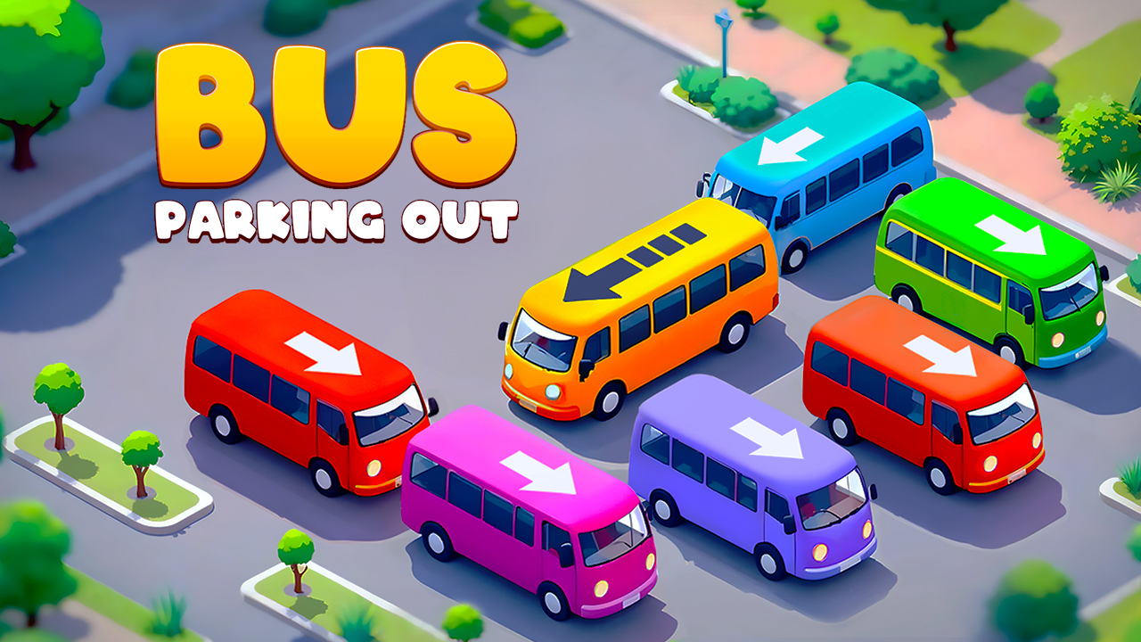 Bus Parking Out - Strategic puzzle game with colored buses and obstacles